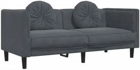 Ciemnoszara aksamitna sofa 2-osobowa z poduszkami - FINO 4X