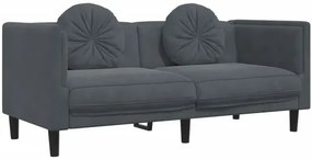 Ciemnoszara aksamitna sofa 2-osobowa z poduszkami Sekros 3X