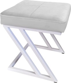Pufa ZETA tkanina Welur loft ławka podnóżek metal : Kolor Stelaża - Biały, Kolor tkaniny - VELVET - MG39, Typ tkaniny - Velvet