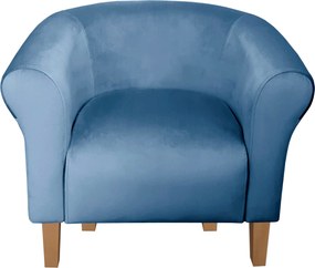 Fotel Milo tkanina Welur wygodny fotel tapicerowany do salonu i sypialni : Kolor nogi - Drewno, Kolor tkaniny - VELVET - MG33, Wysokość nogi - 15 cm