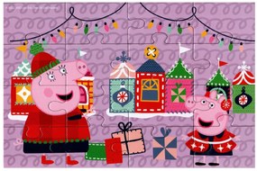 Puzzle dla dzieci 4 w 1 ŚWINKA PEPPA i Świąteczny Nastrój, 19x29 cm