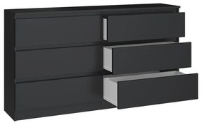 Komoda z 6 szufladami bez uchwytów Malwa M6/140 CZARNY