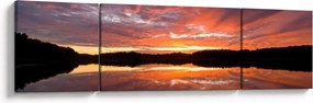 Obraz - Zachód słońca nad jeziorem (170x50 cm)