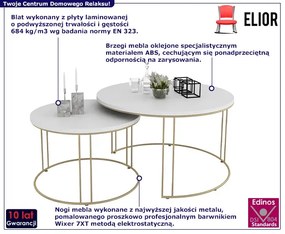 Komplet dwóch stolików kawowych glamour złoty + biały - Olona 3X