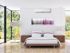 Obraz - Panorama miasta, różowo-  szara (170x50 cm)