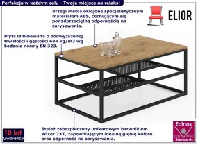 Industrialny stolik kawowy dąb lancelot + czarny - Furios 4X