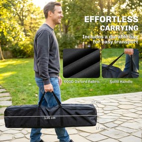 Outsunny Stelaż do hamaka, regulowany, składany, przenośny stojak z torbą, 290x78x100 cm, czarny | Aosom PL