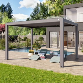 PRIMEYARD 3x4m Pergola Deluxe, lamelowa, szaroperłowy - (400116)