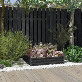 Outsunny Ogród Podwyższone Łóżko Ogrodowe z Stalową Obudową Szare 120x120x30cm Praktyczne i Estetyczne | Aosom PL