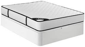 Zestaw 140 x 190 cm: stelaż skrzyniowy w białym kolorze + materac z 7-strefowymi sprężynami kieszeniowymi i pianką memory o grubości 22 cm – LUREAN od YSMÉE