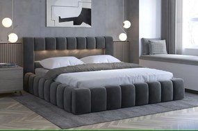 Łóżko tapicerowane LAMICA VELVET 180x200 szare z pojemnikiem ELTAP