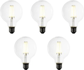 Zestaw 5 żarówek LED E27 G95 Przezroczysta 3,8W 806 lm 3000K