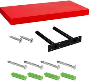 Półka ścienna STILISTA Volato czerwona z połyskiem, 70 cm
