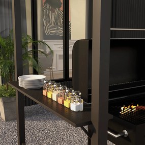 Outsunny Grillpavillon, 2 boczne półki, haki, konstrukcja stalowa, 1,1 x 2,3m, Khaki