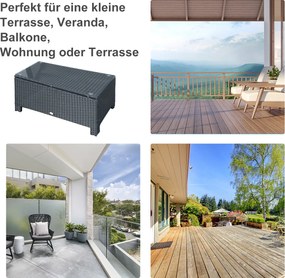 Outsunny Stolik Boczny Ogrodowy z Technorattanu Czarny Praktyczny Design 85x50x39cm | Aosom PL