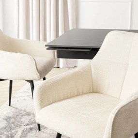 Krzesło Tapicerowane Obrotowe do Salonu LARISA Kremowe Nowoczesne