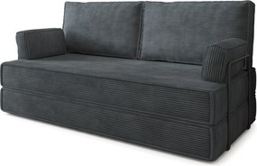 Masseno Sofa piankowa SILAR z funkcją spania, Kanapa z pianki do salonu, Bezmontażowa, Tkanina sztruksowa – Grafitowy POSO 34