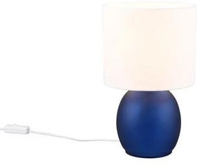 Biało-niebieska lampa stołowa z tekstylnym kloszem (wys. 29 cm) Vela – Trio