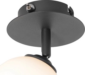 Nowoczesny reflektor czarny z opalowym szkłem i przełącznikiem - Athens