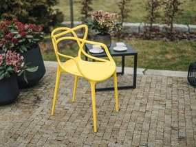 Zestaw 4 szt. plastikowych krzeseł KATO, żółty
