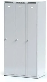 Alfa 3 Metalowa szafka ubraniowa S6, 3-drzwiowa, 1800 x 900 x 500 mm, zamek obrotowy, drzwi szare