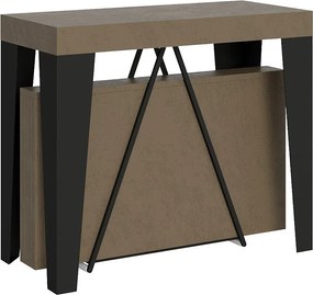 Konsola rozkładana 90x40/196 cm Algo Small szaro-beżowy rama w kolorze antracytu