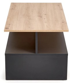 Prostokątna ława dąb artisan/czarny do salonu z półką 90/51/43 IVA