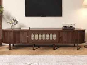 Meble TV 180x40x40 cm - Design z rattanu - 2 drzwi rolowane i 1 drzwi uchylne - MDF - Brązowy