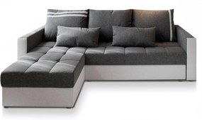 Masseno Narożnik KOS PIK z funkcją spania i pojemnikiem na pościel, Rozkładana sofa - Jasnoszary, SAWANA 21 + MADRYT 920