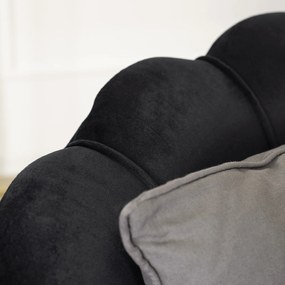 Sofa ZENDAYA Dwuosobowa Czarna Muszelka Glamour do Salonu