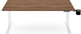 Biurko elektryczne z regulacją wysokości ergonomiczne białe/orzech,1600x800 mm: ARIA