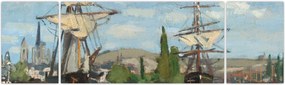 Obraz - Claude Monet, Ships Riding on the Seine at Rouen, reprodukcje (170x50 cm)