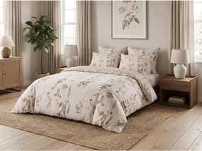 PrzytulneMieszkanie.pl PrzytulneMieszkanie.pl Pościel z mikroflanelu z mikrofibry BOTANIQUE beżowo-różowa Rozmiar pościeli: 70 x 90 cm | 140 x 200 cm