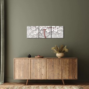 Obraz - Obraz białego drzewa z kwiatami, rosegold (z zegarem) (90x30 cm)
