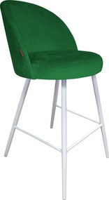 Hoker TRIX krzesło barowe tkanina Welur podstawa metalowa : Kolor nogi - Biały stożek, Kolor tkaniny - VELVET - MG25, Typ siedziska - Siedzisko stałe