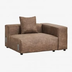 Moduł Narożny Prawy 135x113 Cm Z Wysokim Podłokietnikiem I Poduszką Do Sofy Modułowej Bruna Zamsz W Kolorze Brązowej Kawy - Sklum
