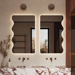 Lustro dekoracyjne oszlifowane z podświetleniem WAVE LED | Różne rozmiary | Różne kolory : Kolor tafli szkła - Grafit, Rozmiar - 50 x 100 cm