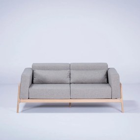 Szara sofa z konstrukcją z litego drewna dębowego Gazzda Fawn, 180 cm