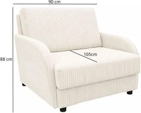 Masseno Sofa TIGO z funkcją spania i pojemnikiem na pościel, Rozkładana sofa - Kremowy, POSO 38