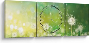 Obraz - Kwitnące mlecze (z zegarem) (90x30 cm)