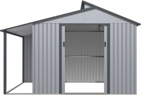 Szopa ogrodowa "Madras" - Metalowa - Z pergolą - 9.12 m² - 355 x 257 x 237 cm - Szara