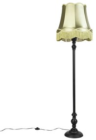 Lampa stojąca czarna z abażurem w kolorze zielonym - Classico klasyczny/Antyczny Oswietlenie wewnetrzne