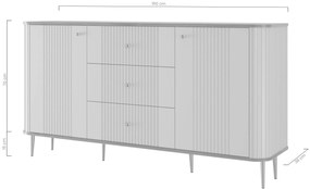 Komoda Vesper 160 cm z szufladami - kaszmir / orzech / czarne nogi
