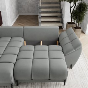 Masseno Narożnik VESTANO  z funkcją spania i pojemnikiem na pościel Narozniki L, Rozkładana sofa - Szary, MATT VELVET 85