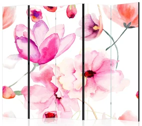 Parawan jednostronny Kwiaty 225x172 cm 5-częściowy biały ARTGEIST B