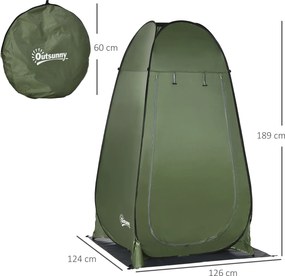 Outsunny Namiot prysznicowy i toaletowy z funkcją przenośności - idealny na kemping, przebieralnia, przenośne WC - zielony, 126 x 124 x 189 cm