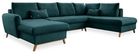 Turkusowa rozkładana sofa w kształcie litery "U" Miuform Scandic Lagom, prawostronna