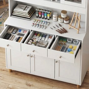 HOMCOM Kredens Witryna do Pracowni i Atelier Nowoczesna Szafka na Akcesoria i Dzieła Płyta MDF 100x40x180 cm | Aosom PL