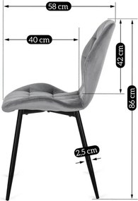 Zestaw Stół Okrągły Rozkładany DORIAN 80-160 cm Dąb Rustykalny/Czarny i 4 Krzesła Tapicerowane do Jadalni LUCKY Szare Welurowe