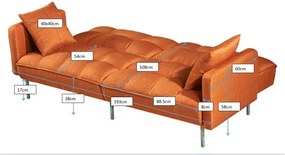 Sofa pikowana rozkładana Barton - popiel